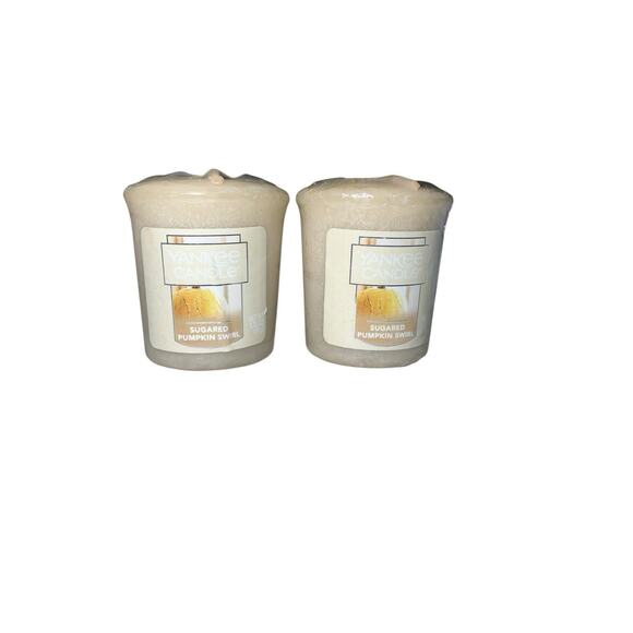 Lot Of 2 YANKEE CANDLE SUGARED PUMPKIN SWIRL Votive CANDLE - Picture 1 of 4